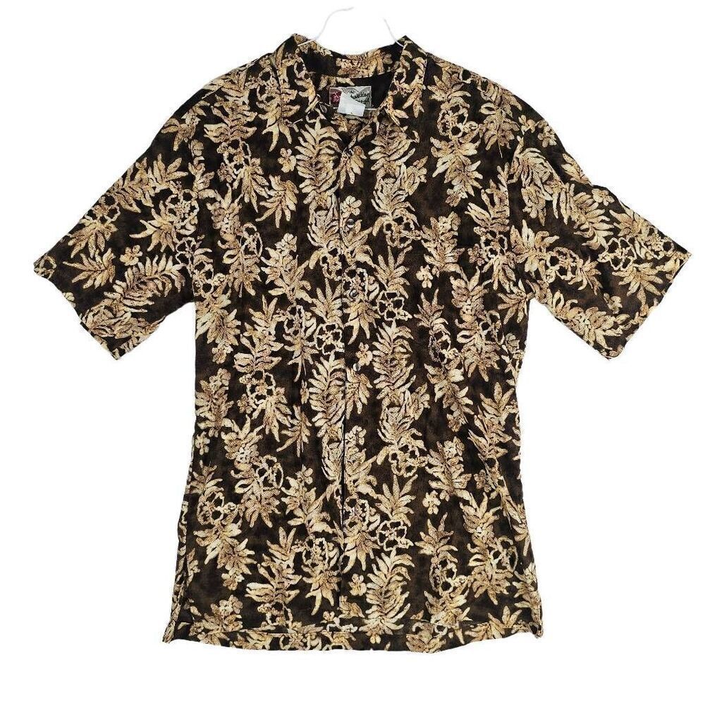 Vintage Men's Hawaiian Button Down Shirt Brown M